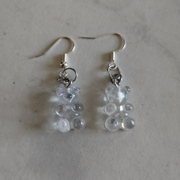 Hand Crafted Jewelry - Iridescent Glitter Gummy Bear Earrings